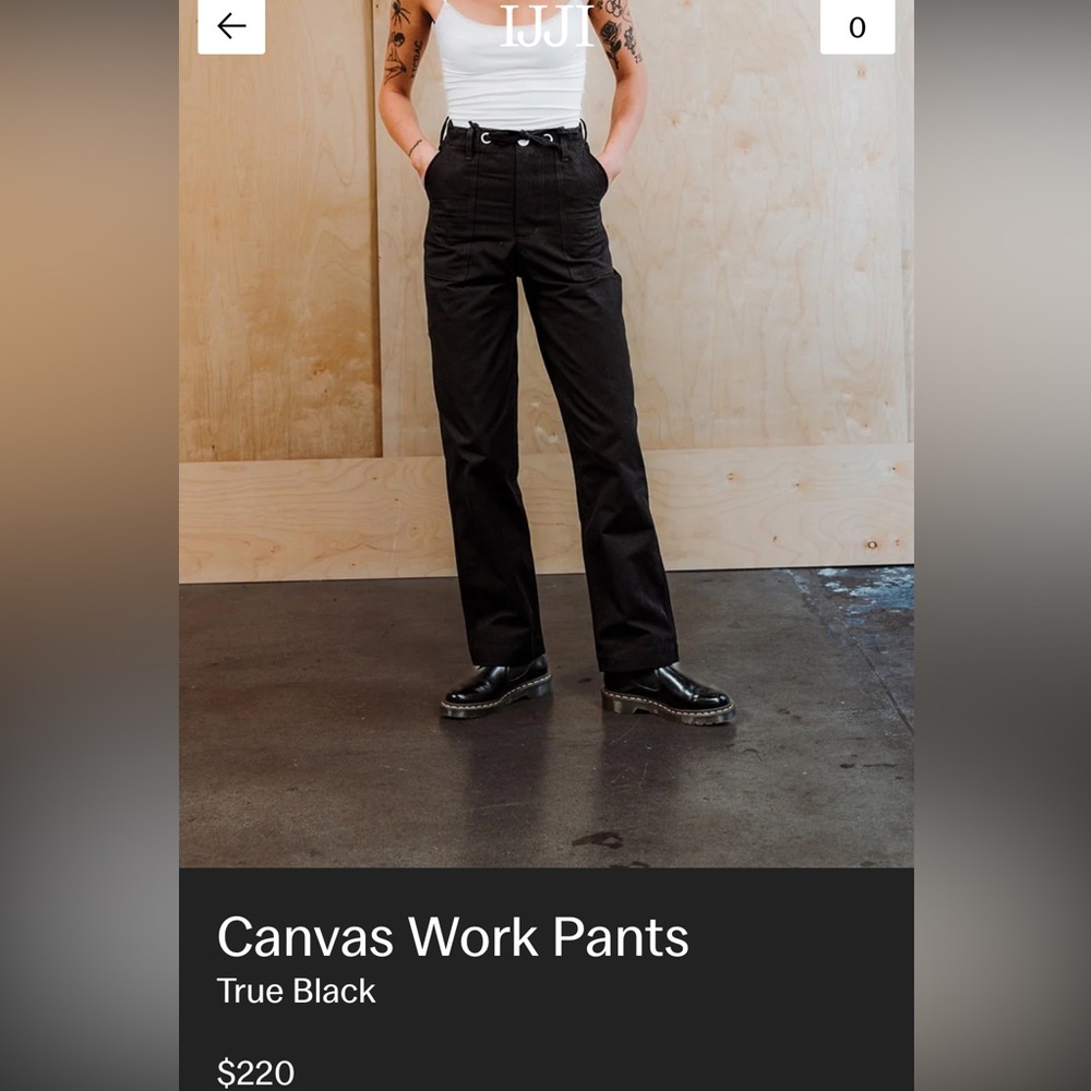 Ijji Black Canvas Work Pants Size XXS (unisex)